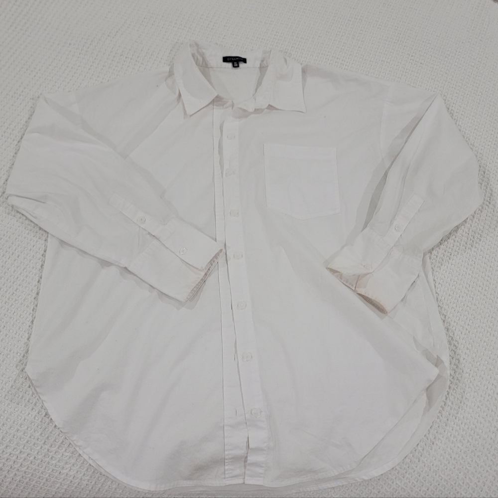 DYNAMITE white button down shirt